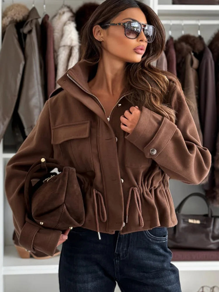 New Fashion Long Sleeve Zipper Women's Jackets Casual Loose Autumn Winter Women's Coat Office Lady Chic Outwear